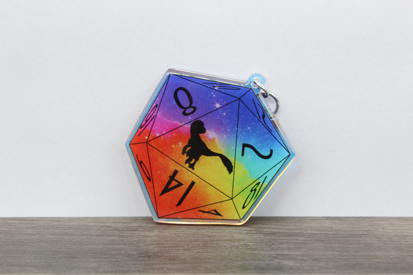 Pixel Raptor Dice Keychain