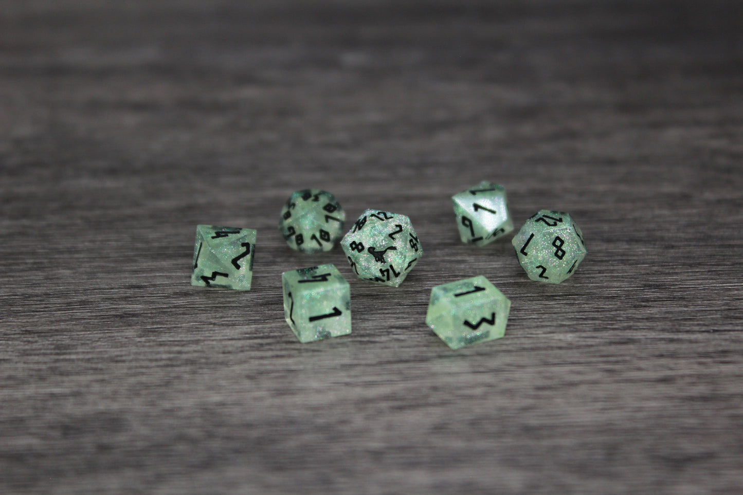 Green Shiny Mini Dice Set