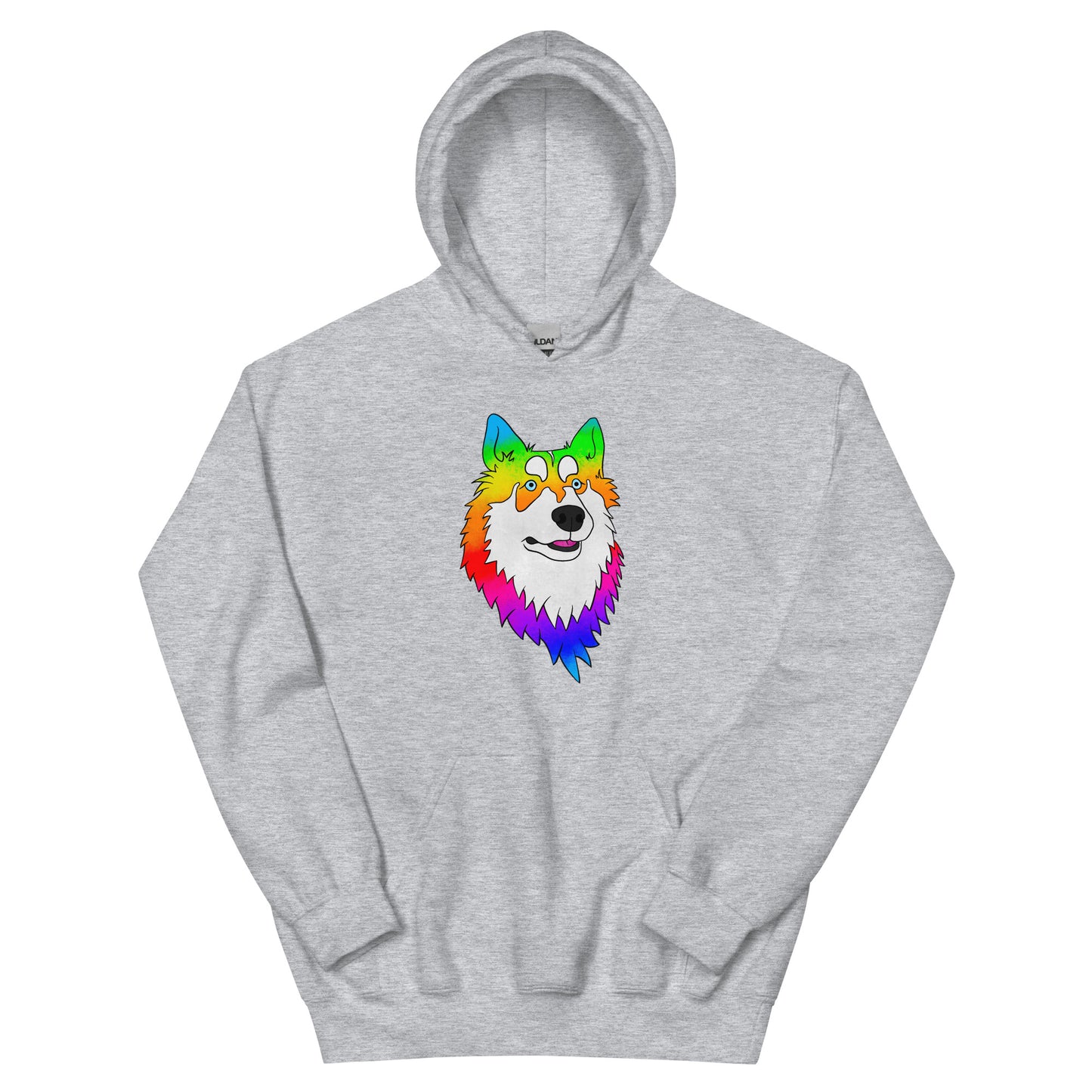Rainbow Husky Heart Unisex Hoodie