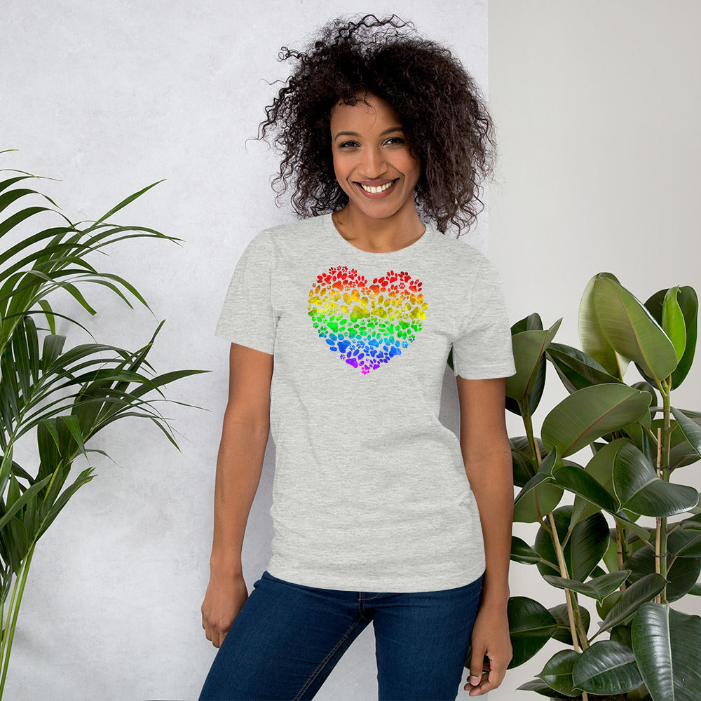 Rainbow Bridge Paw Heart Unisex T-Shirt