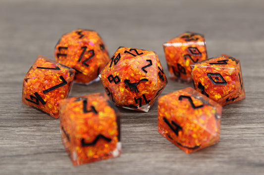 Orange Opal Dice Set