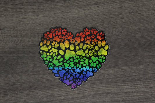 Rainbow Bridge Paw Heart Sticker