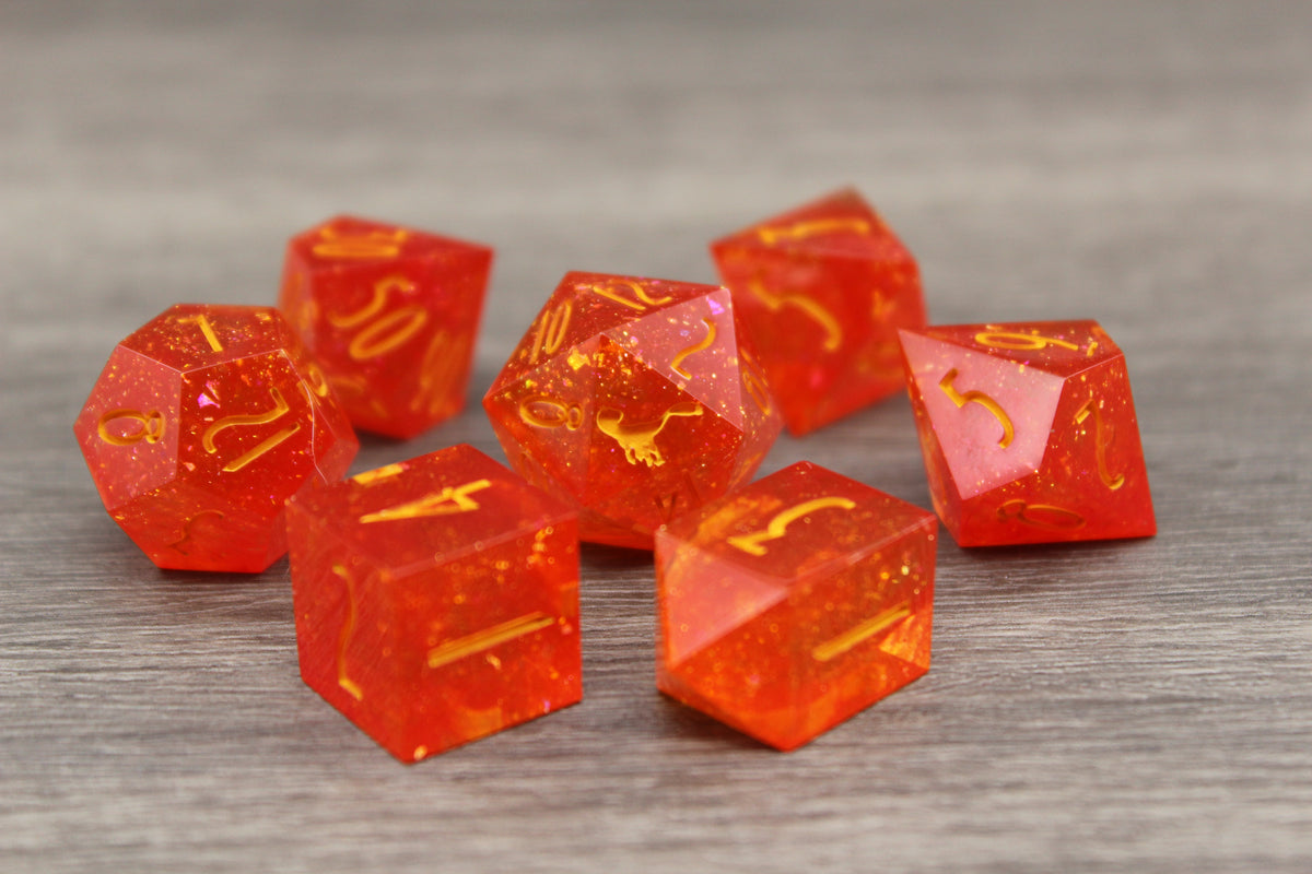 Flameo Dice Set – Pixel Raptor Designs