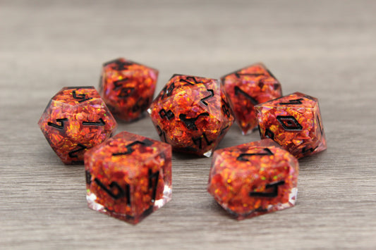 Red Opal Dice Set