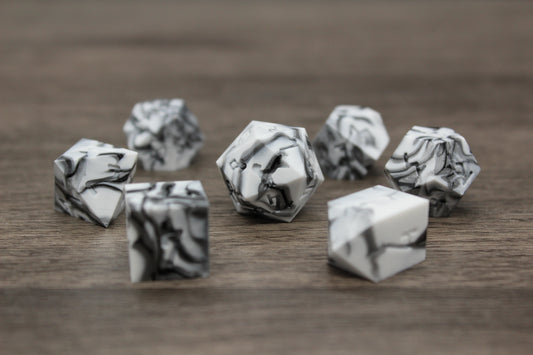 Raw Zebra Marble Dice Set