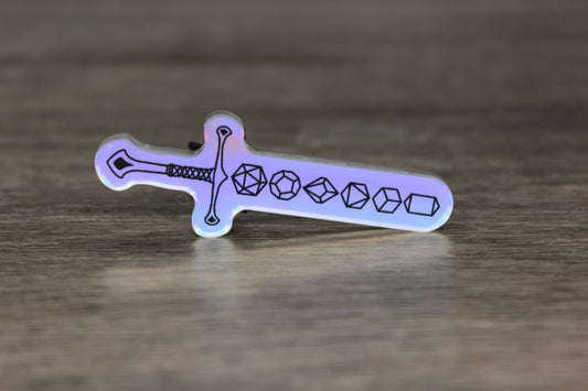 Holographic Dice Sword Pin