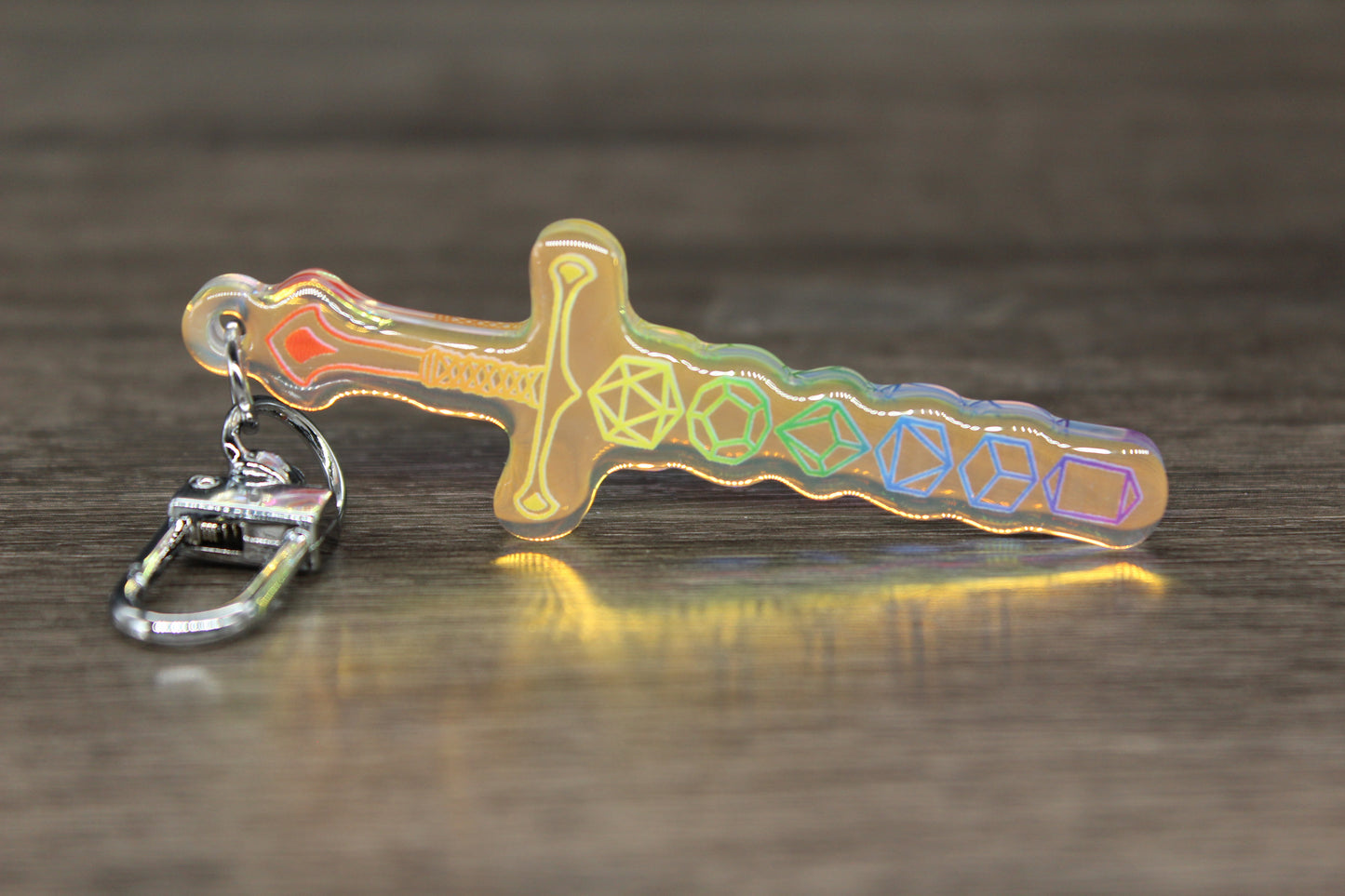 Pride Dice Sword Keychain