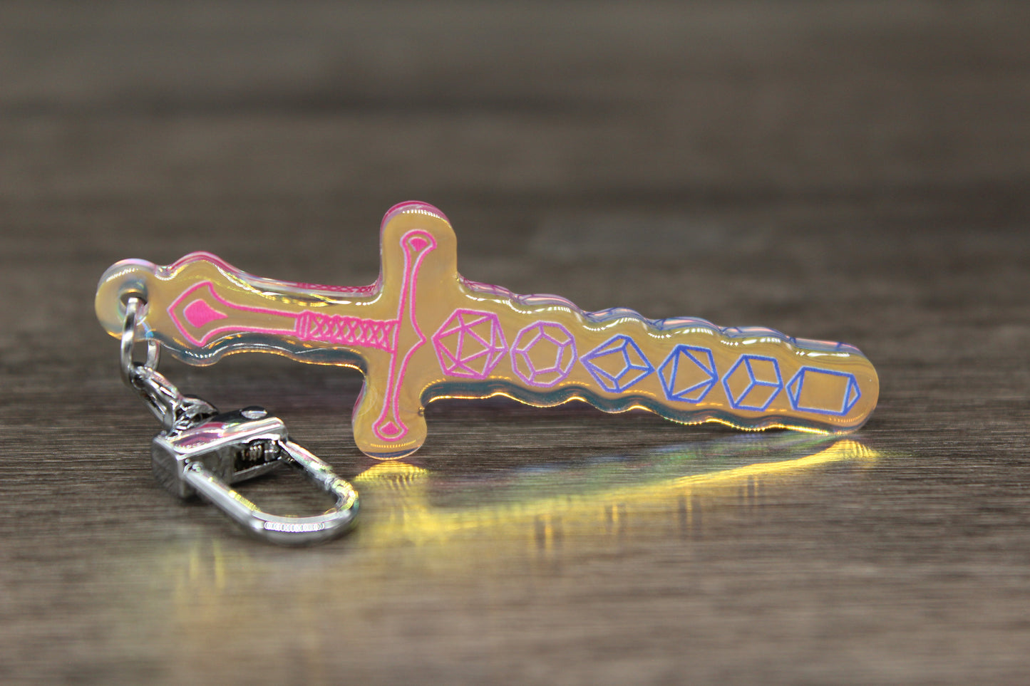 Pride Dice Sword Keychain