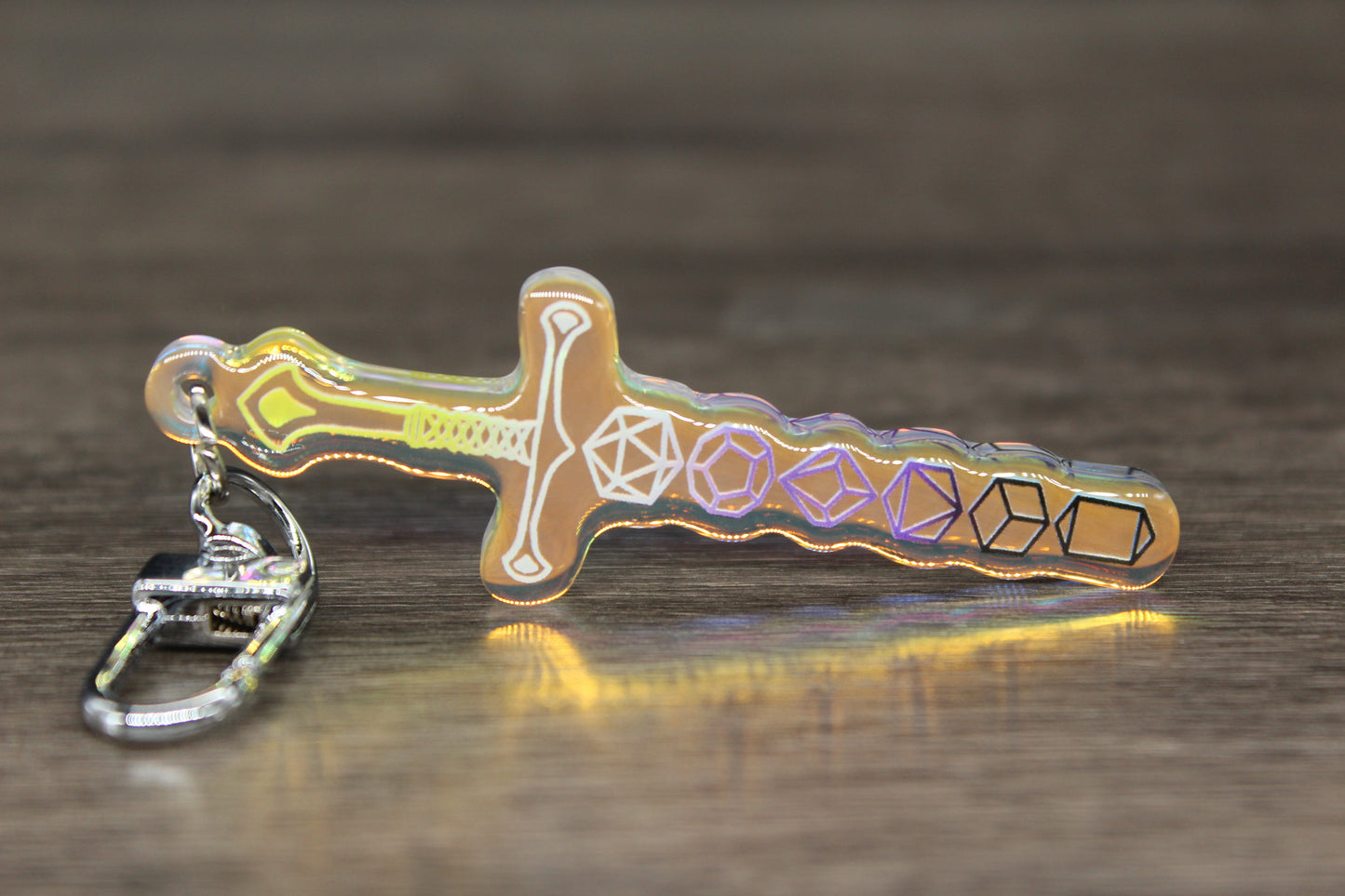 Pride Dice Sword Keychain