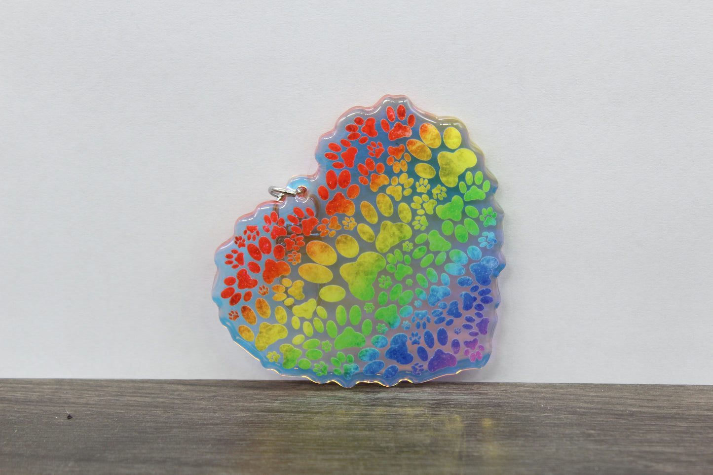 Rainbow Bridge Paw Heart Keychain