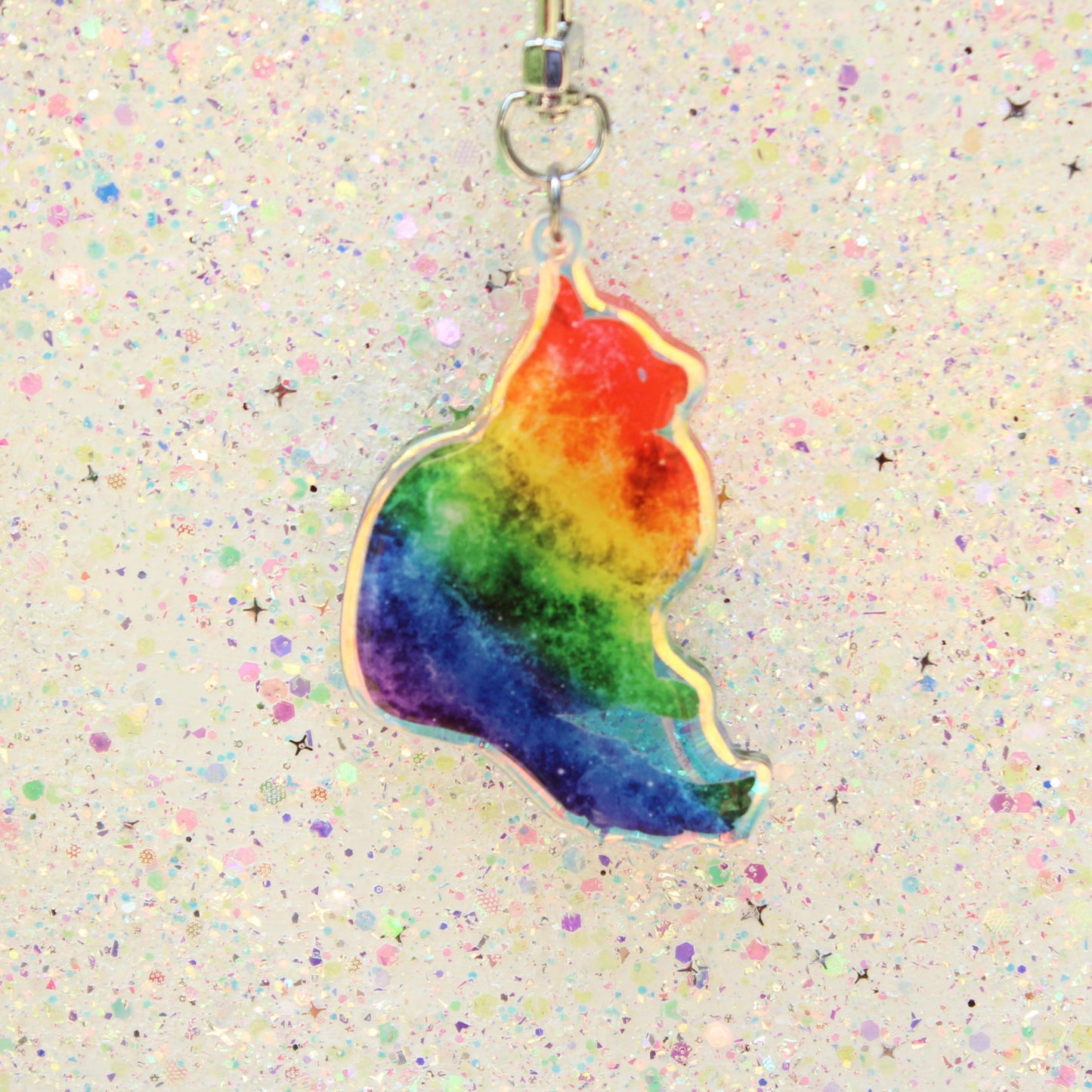 Rainbow Bridge Cat Keychain