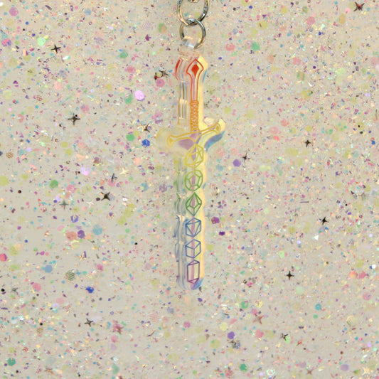 Pride Dice Sword Keychain