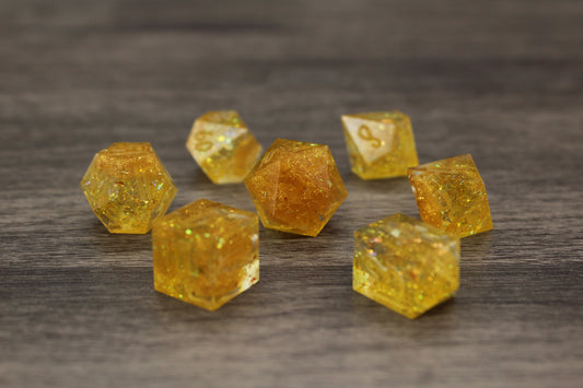 Raw Golden Glitter Dice Set