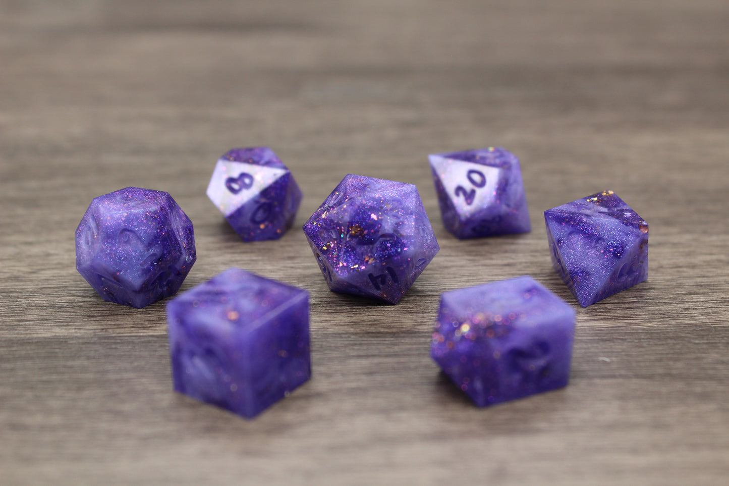 Raw Lavender Sparkle Dice Set