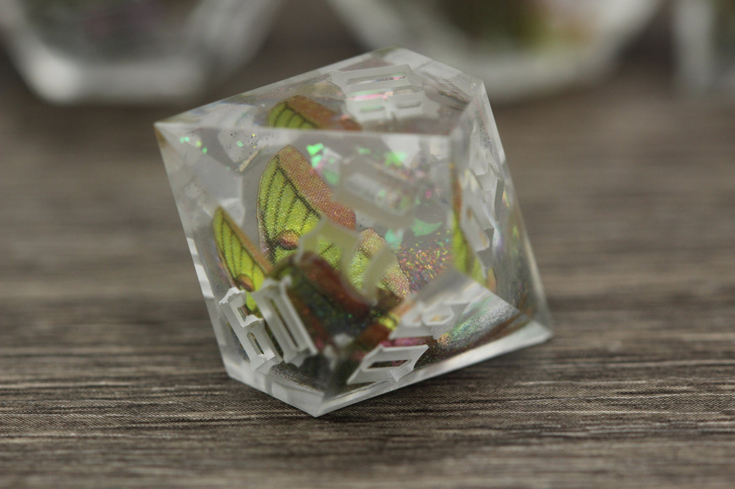 Raw Hybrid Luna Moth Dice Set