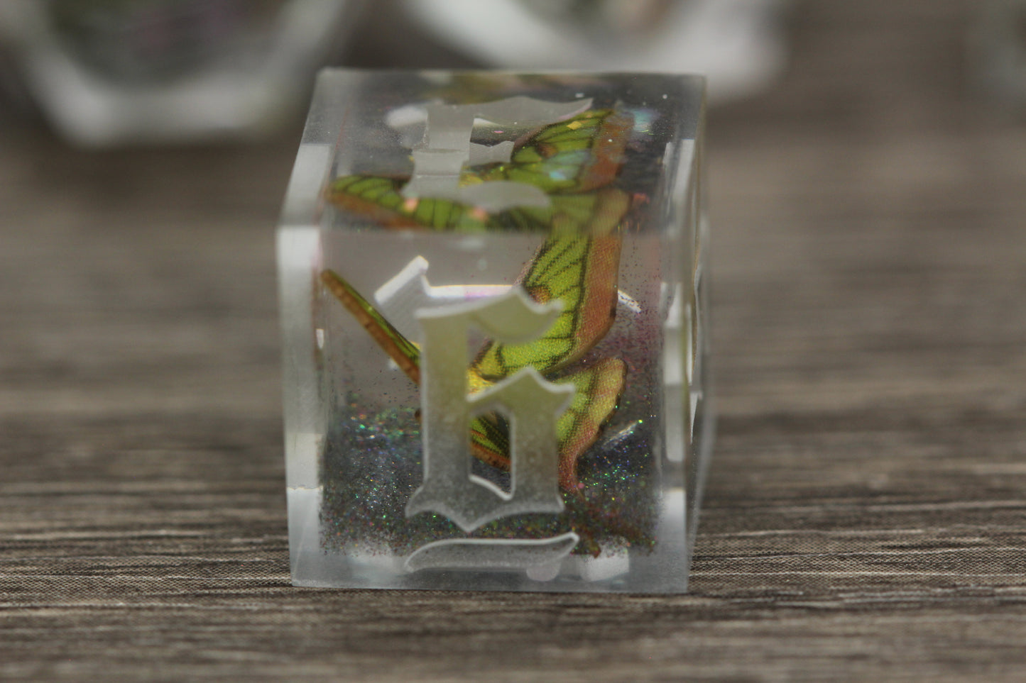 Raw Hybrid Luna Moth Dice Set