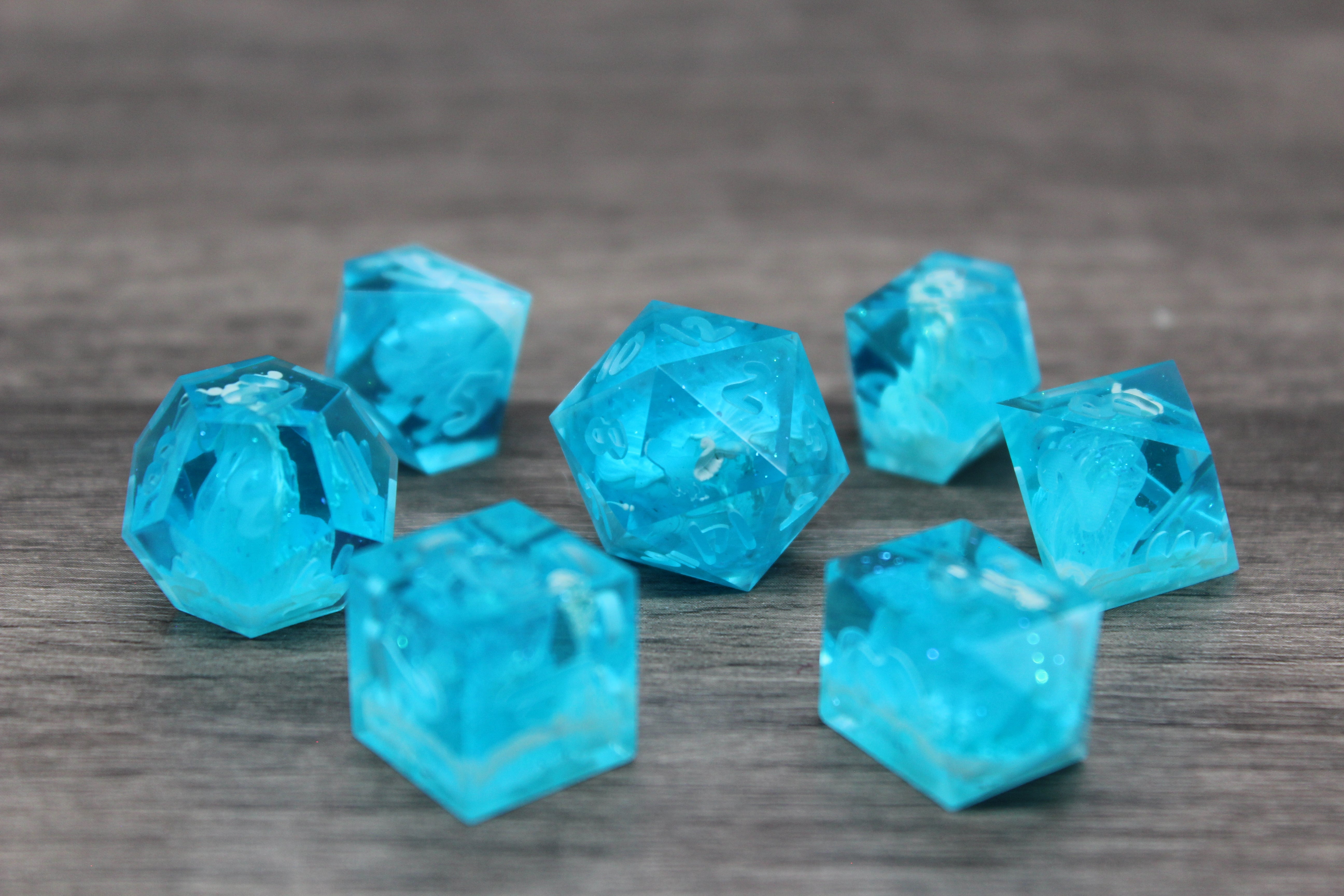 Raw Clear Blue Dice Set (Patreon Early Access) – Pixel Raptor Designs