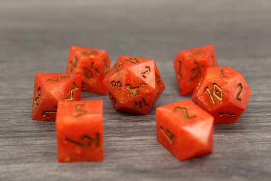 Golden Flame Dice Set